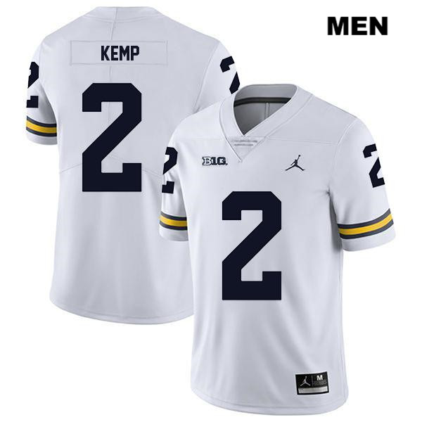 Men's NCAA Michigan Wolverines Carlo Kemp #2 White Jordan Brand Authentic Stitched Legend Football College Jersey FD25G63MU